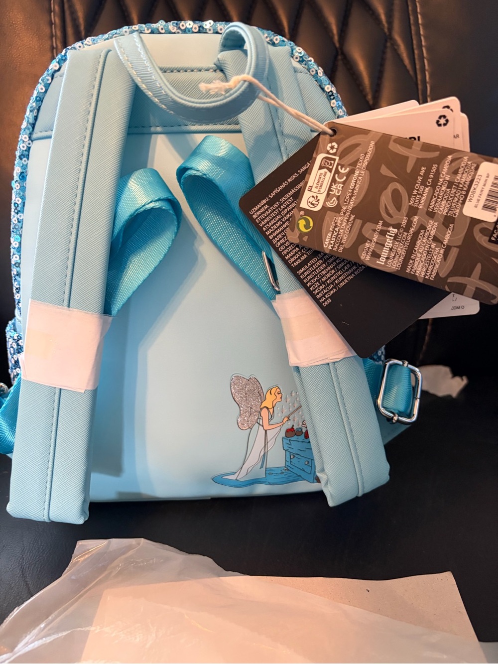 Loungefly Disney Pinocchio's Blue Fairy Sequin Light-Up Cosplay Mini Backpack - Picture 2 of 6